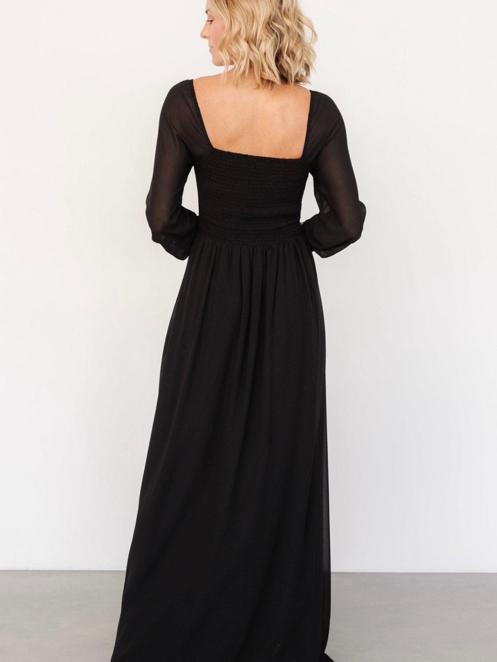 Baltic Born Black Square-Neck Maxi Dress with High Slit - Picture 3 of 7